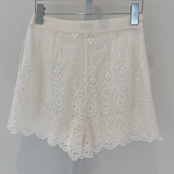 ZIMMERMANN IVORY WHITE COTTON SILK EYELET EMBROIDERY SHORTS SIZE AU 1 / US 4 - Picture 7 of 16